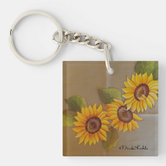 Frida Kahlo Painted Sunflower Sleutelhanger (Voorkant)