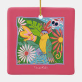 Frida Kahlo Parrot Graphic Keramisch Ornament (Achterkant)
