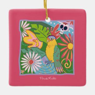 Frida Kahlo Parrot Graphic Keramisch Ornament