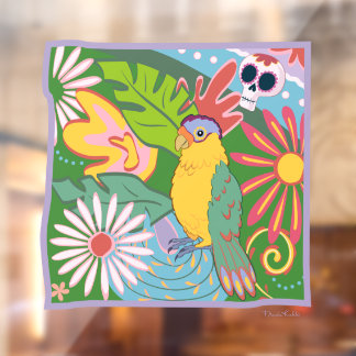 Frida Kahlo Parrot Graphic Raamsticker