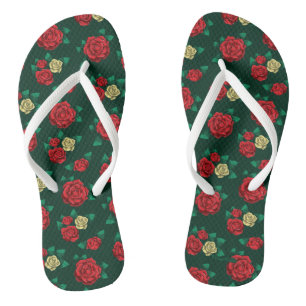 Frida Kahlo Patroon rood en gouden Roos Teenslippers