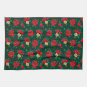 Frida Kahlo | Patroon rood en gouden Roos Theedoek (Horizontaal)