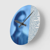 FRIDA KAHLO PIXELED BIOGRAPHY CLOCK BLUE RONDE KLOK (Hoek)