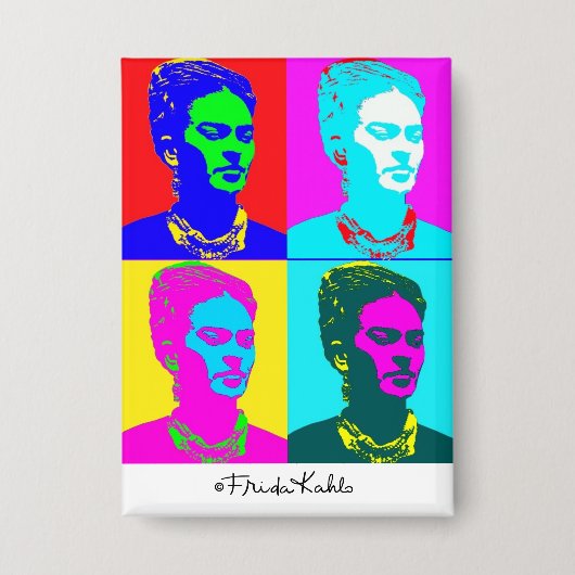 Frida Kahlo Pop Art Portrait Button (Voorkant)
