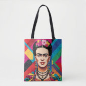 Frida Kahlo Pop Art Portrait – Levendige kleuren Draagtas (Voorkant)