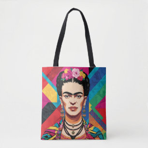 Frida Kahlo Pop Art Portrait – Levendige kleuren Draagtas