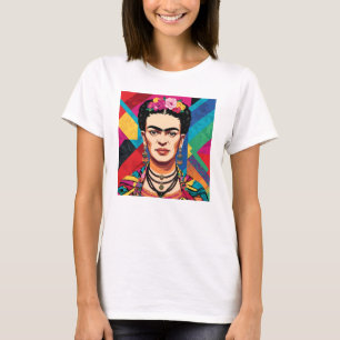 Frida Kahlo Pop Art Portrait – Levendige kleuren T-shirt