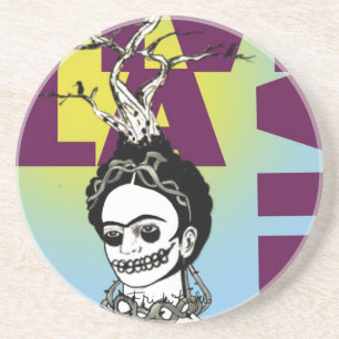 Frida Kahlo Pop Art Portret Zandsteen Onderzetter