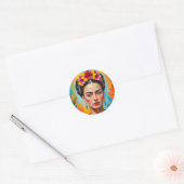 Frida Kahlo Print Ronde Sticker (Envelop)