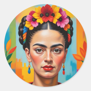 Frida Kahlo Print Ronde Sticker