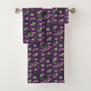 Frida Kahlo Purlpe Floral Bouquet Pattern Bad Handdoek
