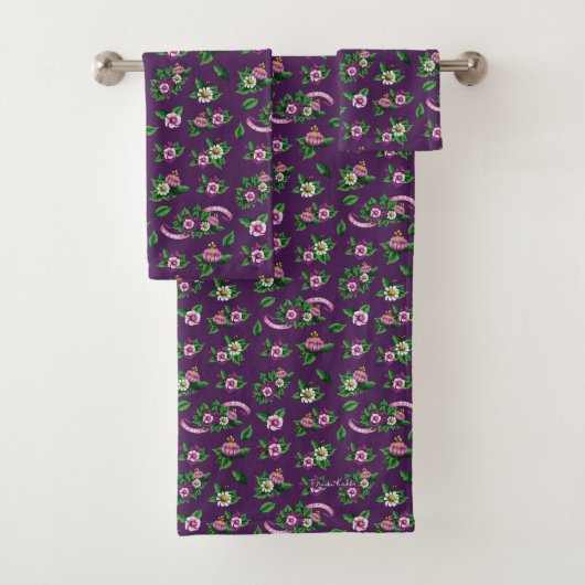 Frida Kahlo | Purlpe Floral Bouquet Pattern Bad Handdoek (Insitu)