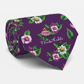 Frida Kahlo | Purple Floral Bouquet Pattern Stropdas (Opgerold)