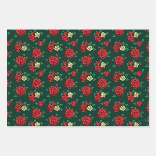 Frida Kahlo | Red and Gold Rose Pattern Inpakpapier Vel (Voorkant 2)