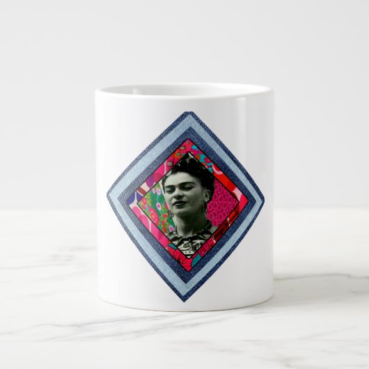 Frida Kahlo Retro Denim Diamond Extra Grote Beker (Voorkant)