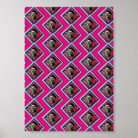Frida Kahlo Retro Denim Diamond Poster (Voorkant)