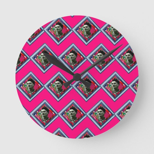Frida Kahlo Retro Denim Diamond Ronde Klok (Voorkant)