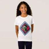 Frida Kahlo Retro Denim Diamond T-shirt (Voorkant volledig)
