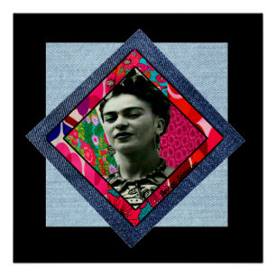 Frida Kahlo Retro Pink Denim Perfect Poster