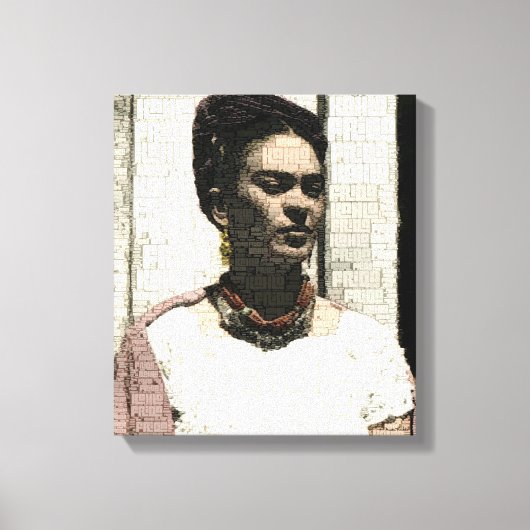Frida Kahlo Textile Portrait Canvas Afdruk (Voorkant)