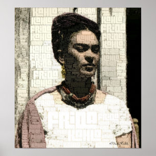 Frida Kahlo Textile Portrait Poster