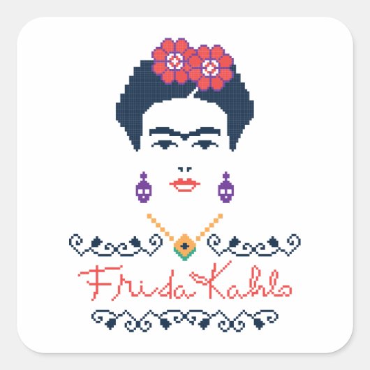 Frida Kahlo | Viva Mexico Vierkante Sticker (Voorkant)