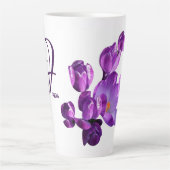  Frida naam paarse bloementrendy boho Latte Mok (Voorkant)