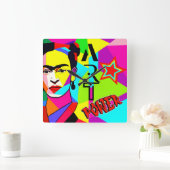 Frida POP ART Vierkante Klok (Huis)