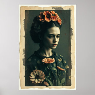 Frida's tuin van eenzaamheid -  portretkunst poster