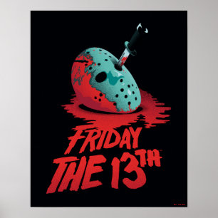 Friday the 13th Knife Through Blue Hockey Mask Poster