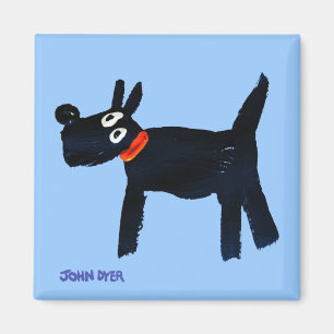 Fridge Art: John Dyer Blue Bella Scotty Dog Magnet Magneet