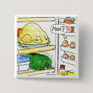 Fridge Chicken Egg Family Funny Vierkante Button 5,1 Cm