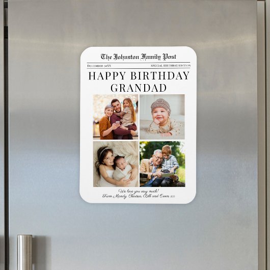 Fridge Magnet Anniversaire Journal personnalisable