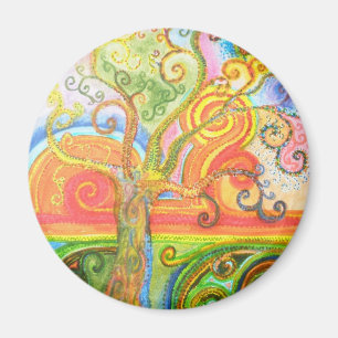 Fridge Magnet met Psychedelic Tree Design Magneet