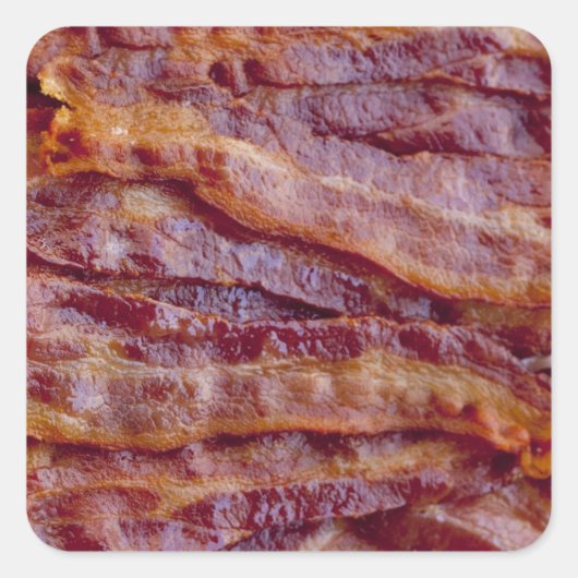 Fried bacon vierkante sticker (Voorkant)