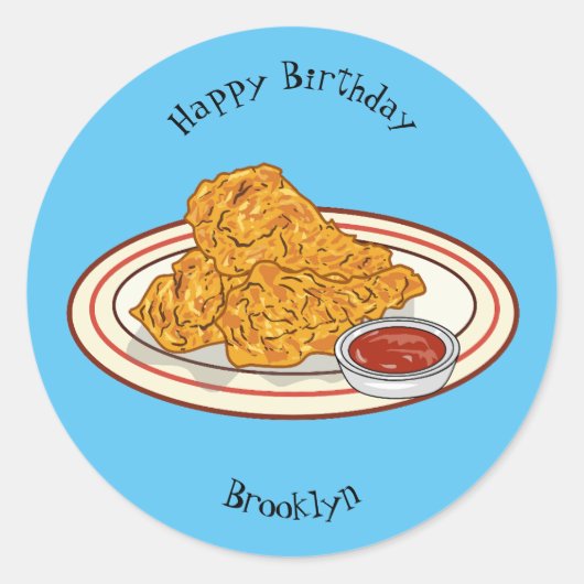 Fried cartoon-illustratie ronde sticker (Voorkant)