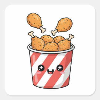 Fried Chicken Bucket Vierkante Sticker