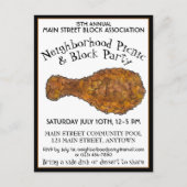 Fried Chicken Leg Picnic Cookout Block Uitnodiging Briefkaart (Voorkant)