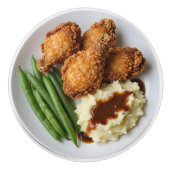 Fried Chicken, Mashed Potatoes and Green Beans Keramische Knop (Voorkant)