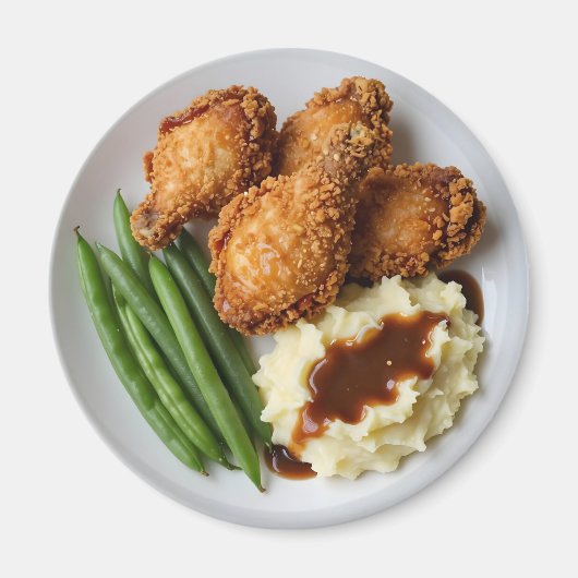 Fried Chicken, Mashed Potatoes and Green Beans Magneet (Voorkant)