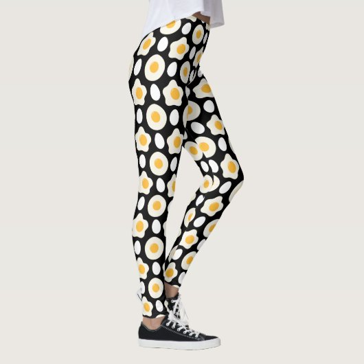 Fried Egg Pattern Breakfast Lovers Daisy Flower Leggings (Rechts)