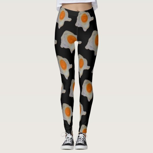 Fried Egg Pattern op Black Leggings (Voorkant)