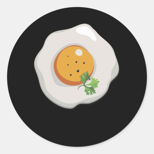 Fried Egg Sunny Side Up Breakfast Food Ronde Sticker (Voorkant)