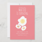 Fried Egg Turning Three Birthday Invitation Kaart (Voorkant)
