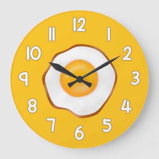 Fried Egg Wall Clock – Fun Kitchen Breakfast Home Grote Klok (Voorkant)