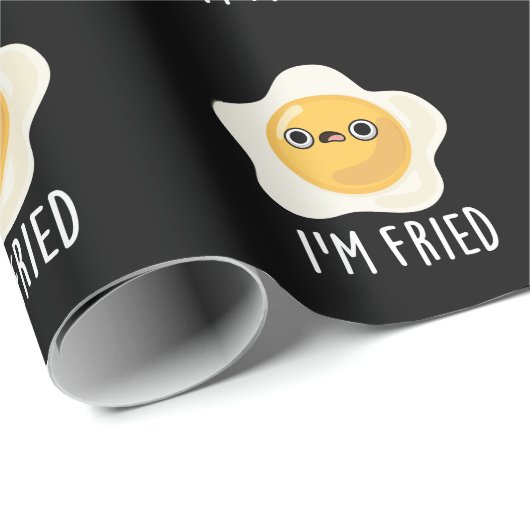 Fried Funny Fried Egg Pun Dark BG Cadeaupapier (Rol Hoek)