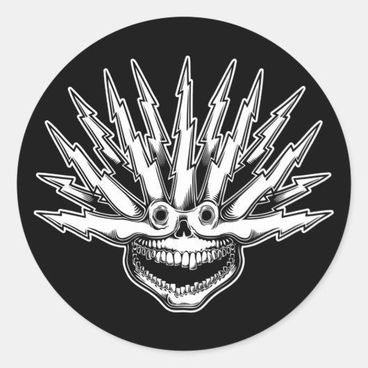 Fried Skull II Ronde Sticker (Voorkant)