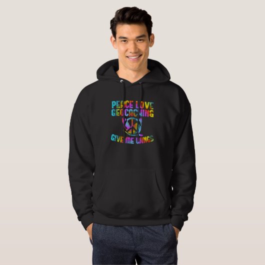 Frieden Geocaching Peace Love Geocaching Geocacher Hoodie (Voorkant volledig)