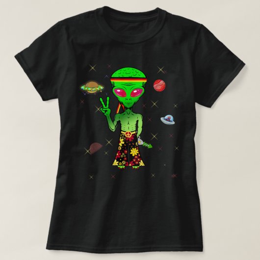 Frieden peace psychedelic hippie Space Alien Germa T-shirt (Design voorkant)
