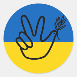 Friedenstaube auf der ukrainischen Flagge Ronde Sticker
